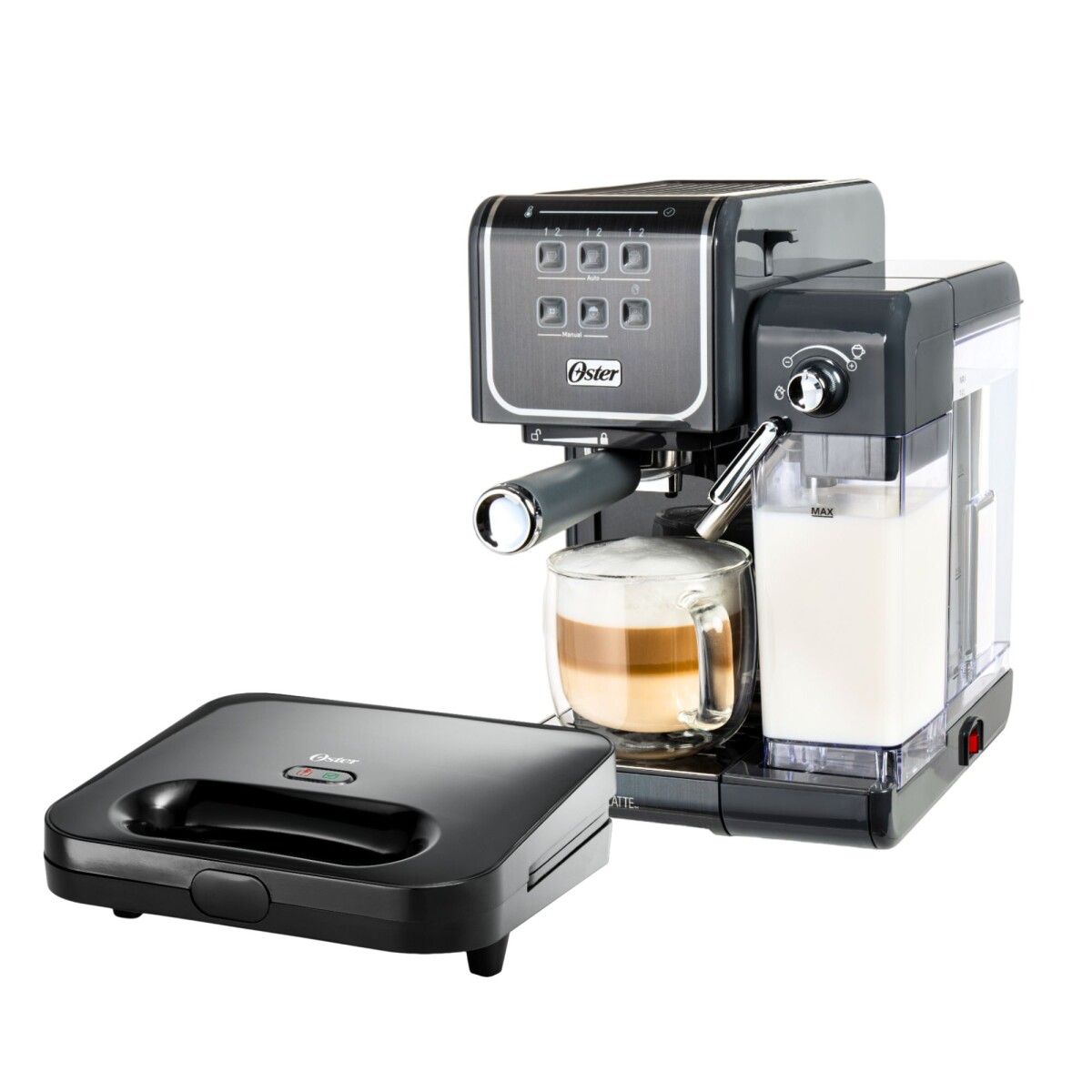 Kit Cafetera Oster® PrimaLatte™ Touch y Sandwichera Compacta Oster 