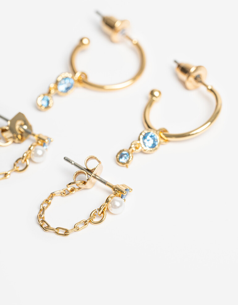 Aros Sets Cubic zirconia Set De Aros Con Cubic Zirconia - Dorado