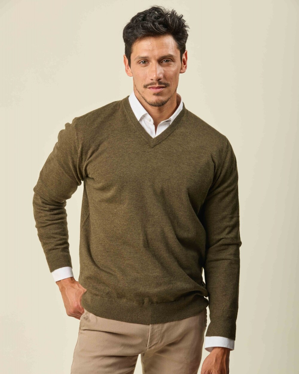 Buzo Lambswool Escote V Verde