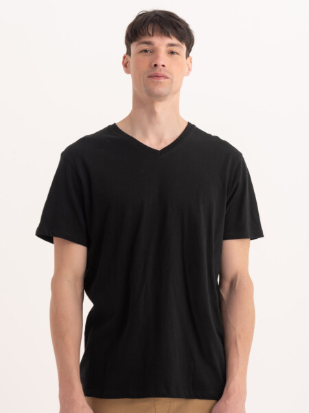 Camiseta cuello en V Negro