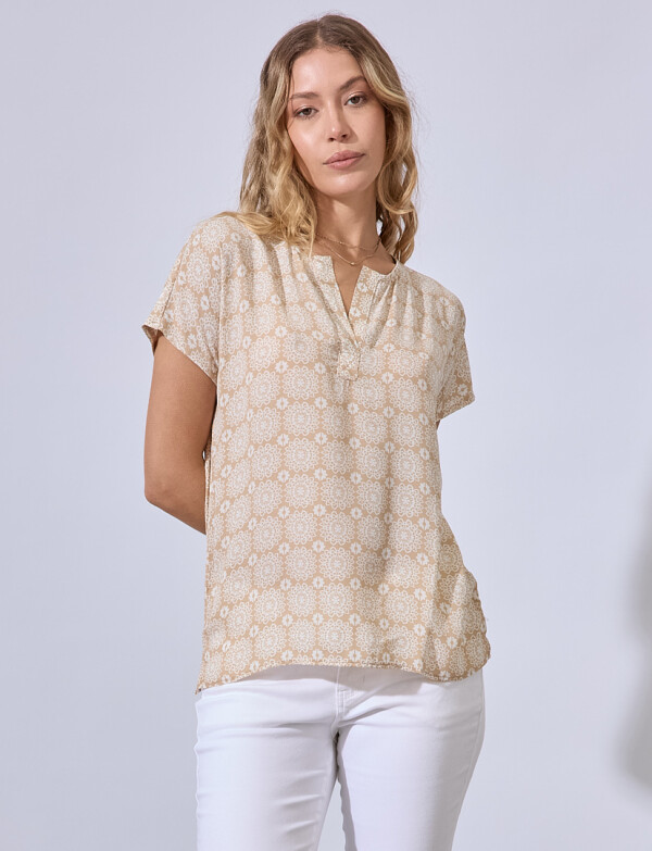 Blusa Mandala Print BEIGE/MULTI