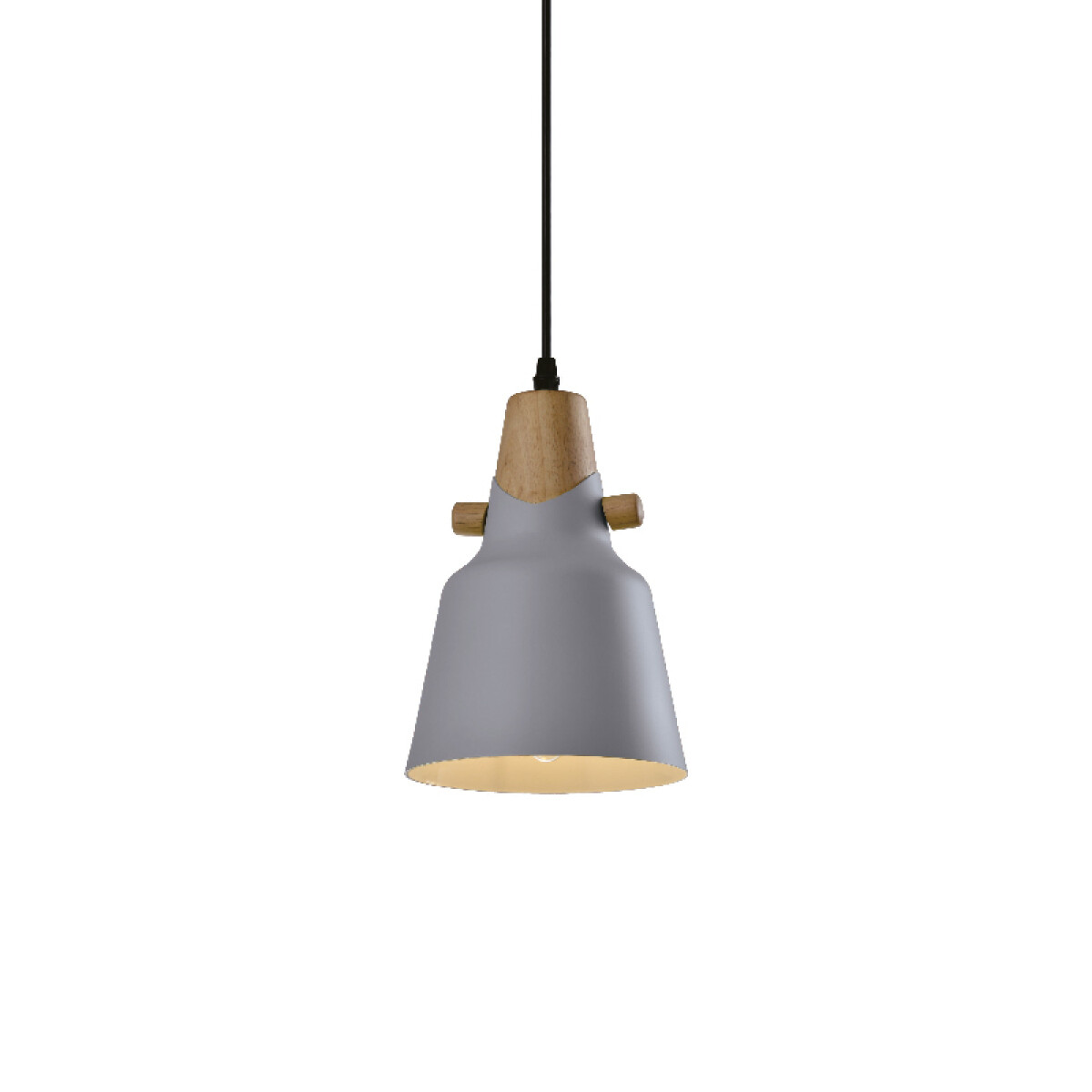 Lámpara colgante metal gris y madera 1xE27 Ø16cm - IX9046 