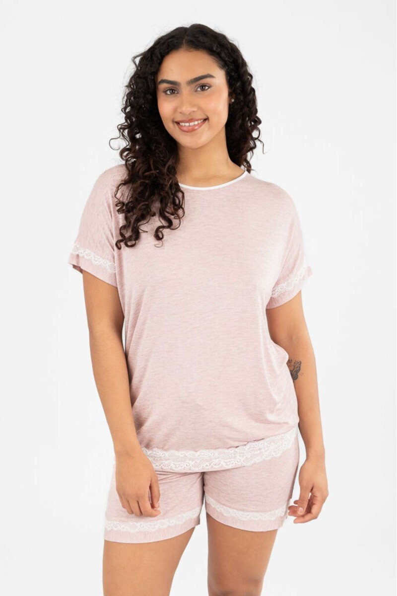 Solange pijama melange pink - Rosa antique 