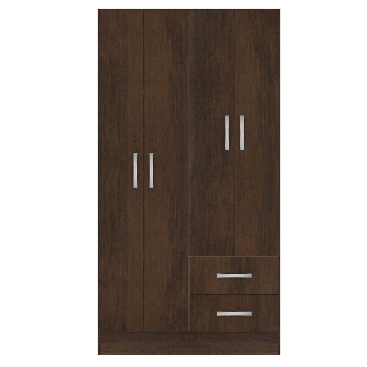 Ropero Armario 4 puertas 2 cajones con estantes y perchero 170 x 90 x 36 cm - Marrón 