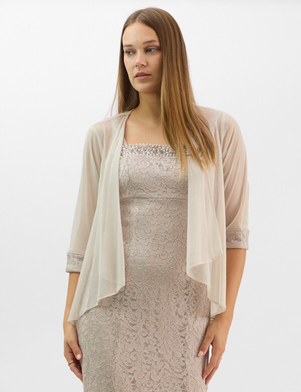 Conjunto Dos Piezas Tul Bordado BEIGE