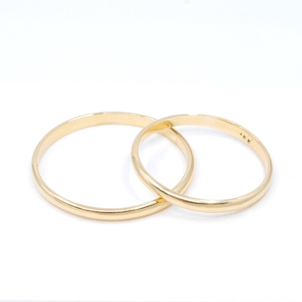 Par De Alianzas Oro 18 K Amarillo Bombe Clasico 2 mm Par De Alianzas Oro 18 K Amarillo Bombe Clasico 2 mm
