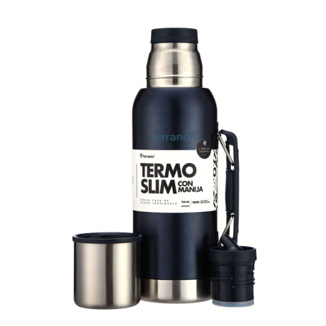 Termo Slim 750Ml. Con Base Silicona Azul Metalizado