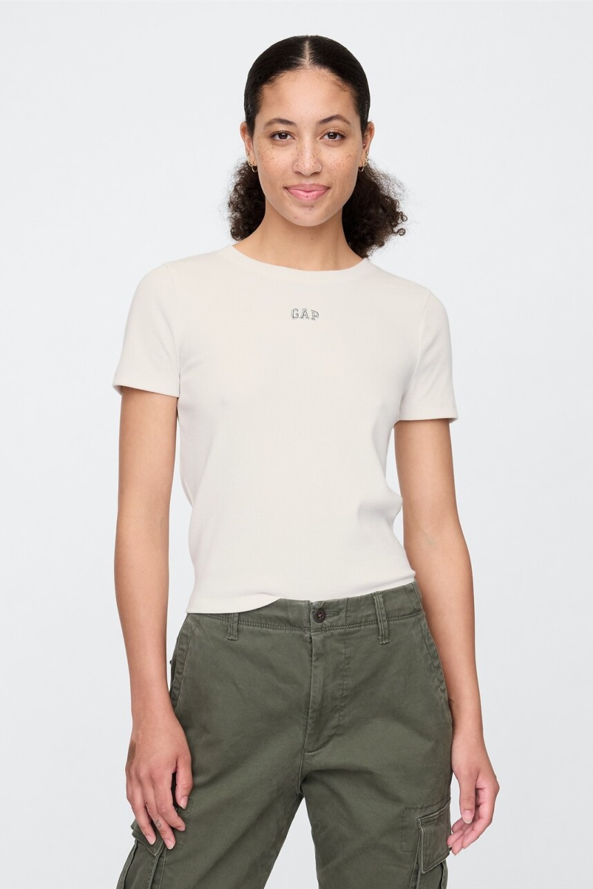 Remera Rib Mujer New Off White