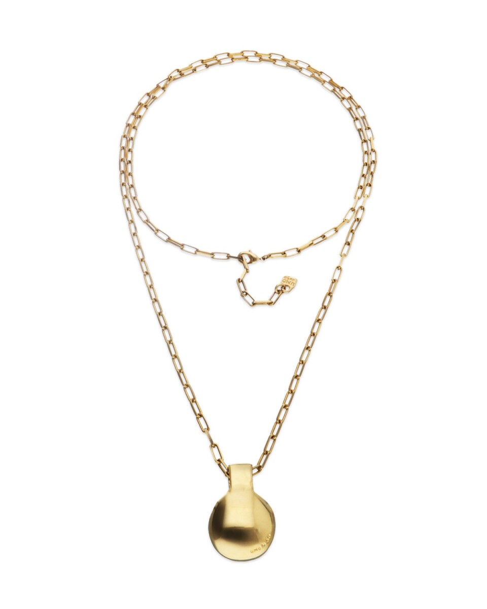 COLLAR LARGO DE ALEACIÓN DE METALES BAÑADO EN ORO DE 18 K CON BOLA GRANDE - Colgante 