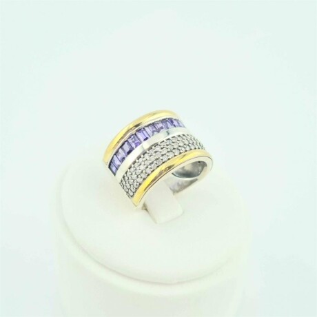 Anillo de Plata 925 con double en Oro 18k y Circonias. Anillo de Plata 925 con double en Oro 18k y Circonias.
