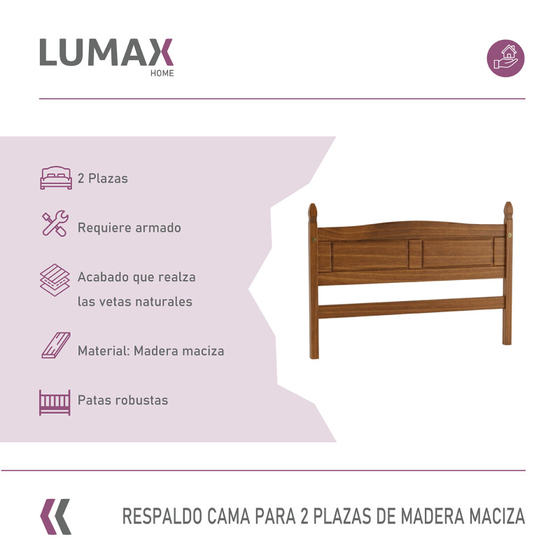 Respaldo Cama Lumax 2 plazas madera maciza Respaldo Cama Lumax 2 plazas madera maciza
