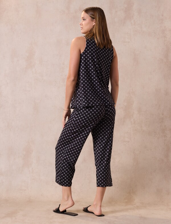 Pijama C/capri NEGRO/BLANCO