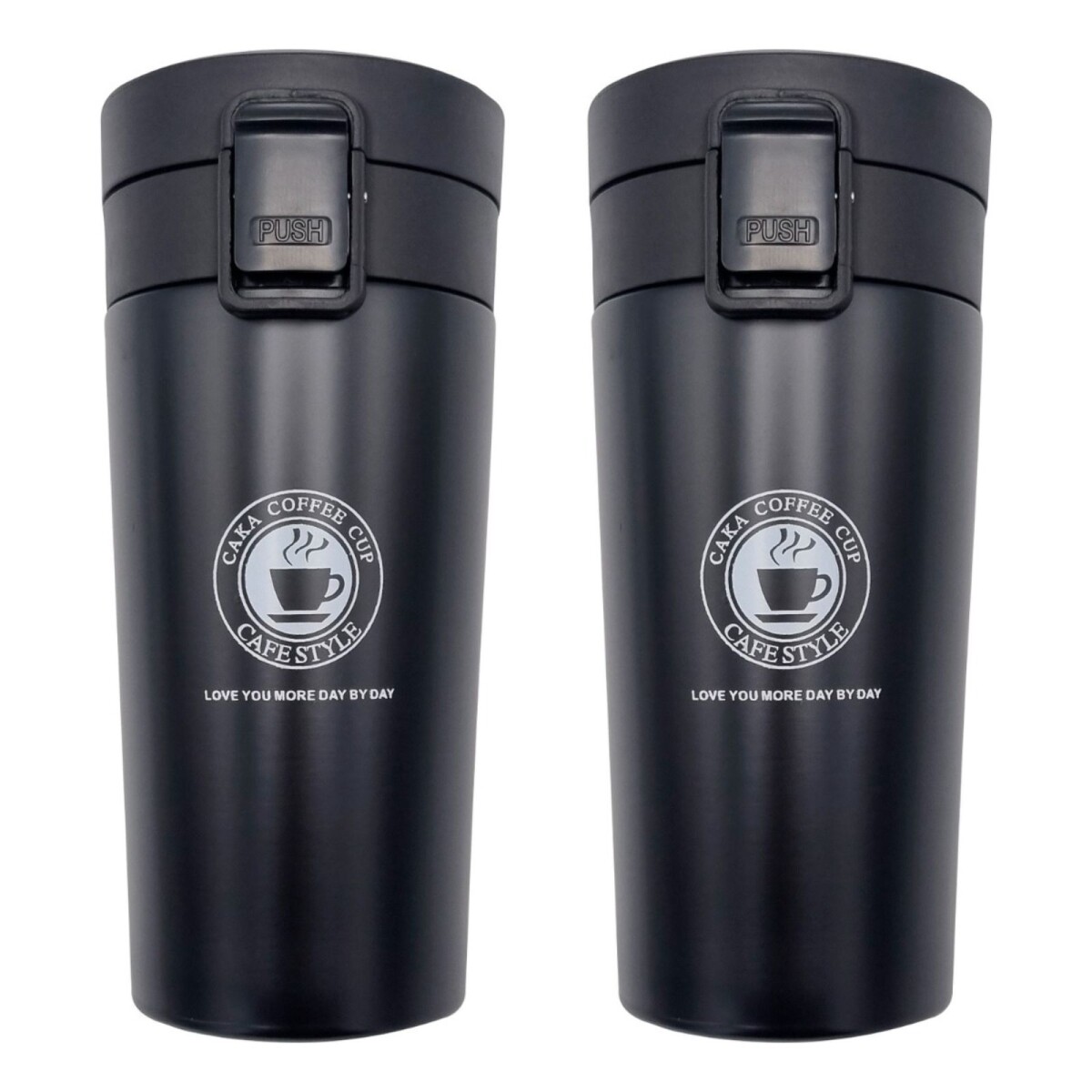 Pack X5 Vaso Taza Térmico Botella 380ml Abre Facil Cafe Te - Color Variante Negro 