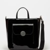 Shopper The Circle en cuero charol Negro