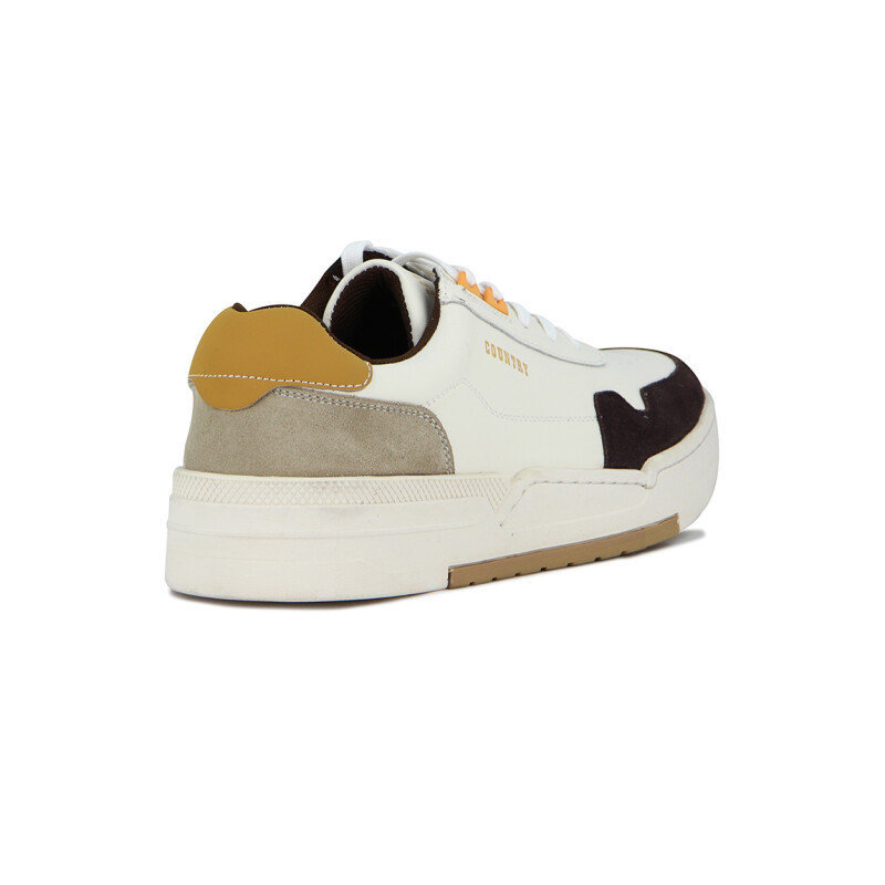 Country Calzado Casual Hombre Acordonado - Blanco/marron Blanco-marron