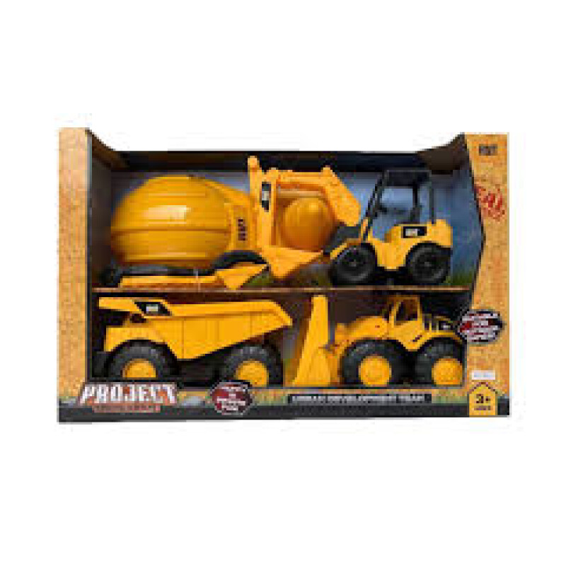 Set Vehiculos De Construccion 3 Maquinas Casco Y Cono Set Vehiculos De Construccion 3 Maquinas Casco Y Cono