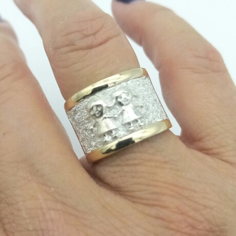 Anillo de Plata 925 con Doublé Oro 18 kt Linea Kids 2 Nenas