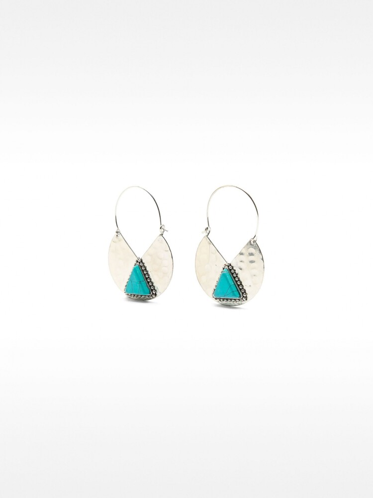 Aros De Piedra Triangular azul