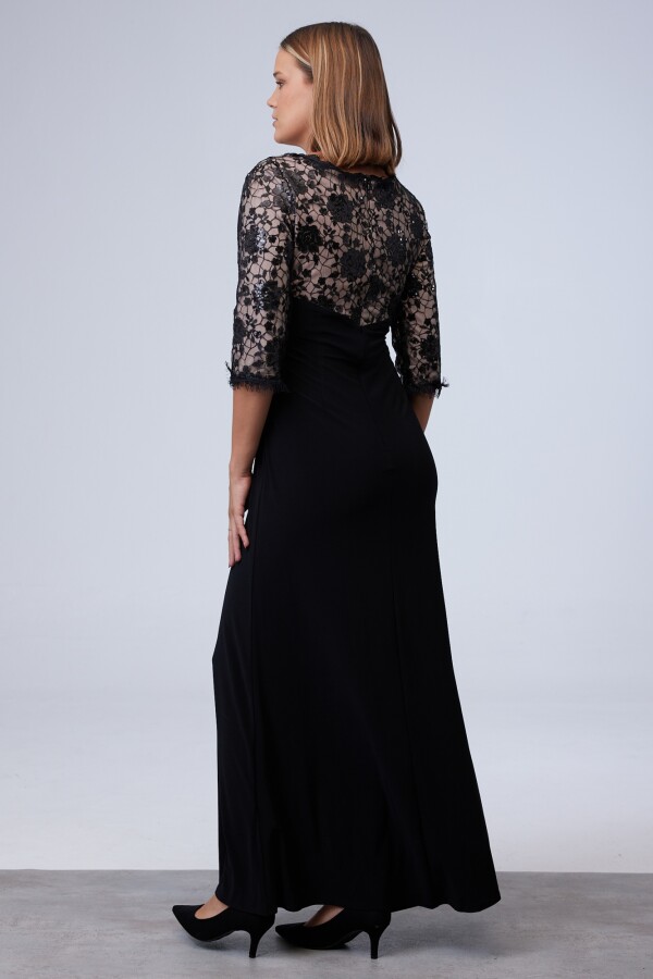 Vestido Maxi Bordado NEGRO/BEIGE