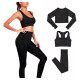 Conjunto Deportivo Dama X3 Piezas Calza Top Ejercicio Yoga Negro