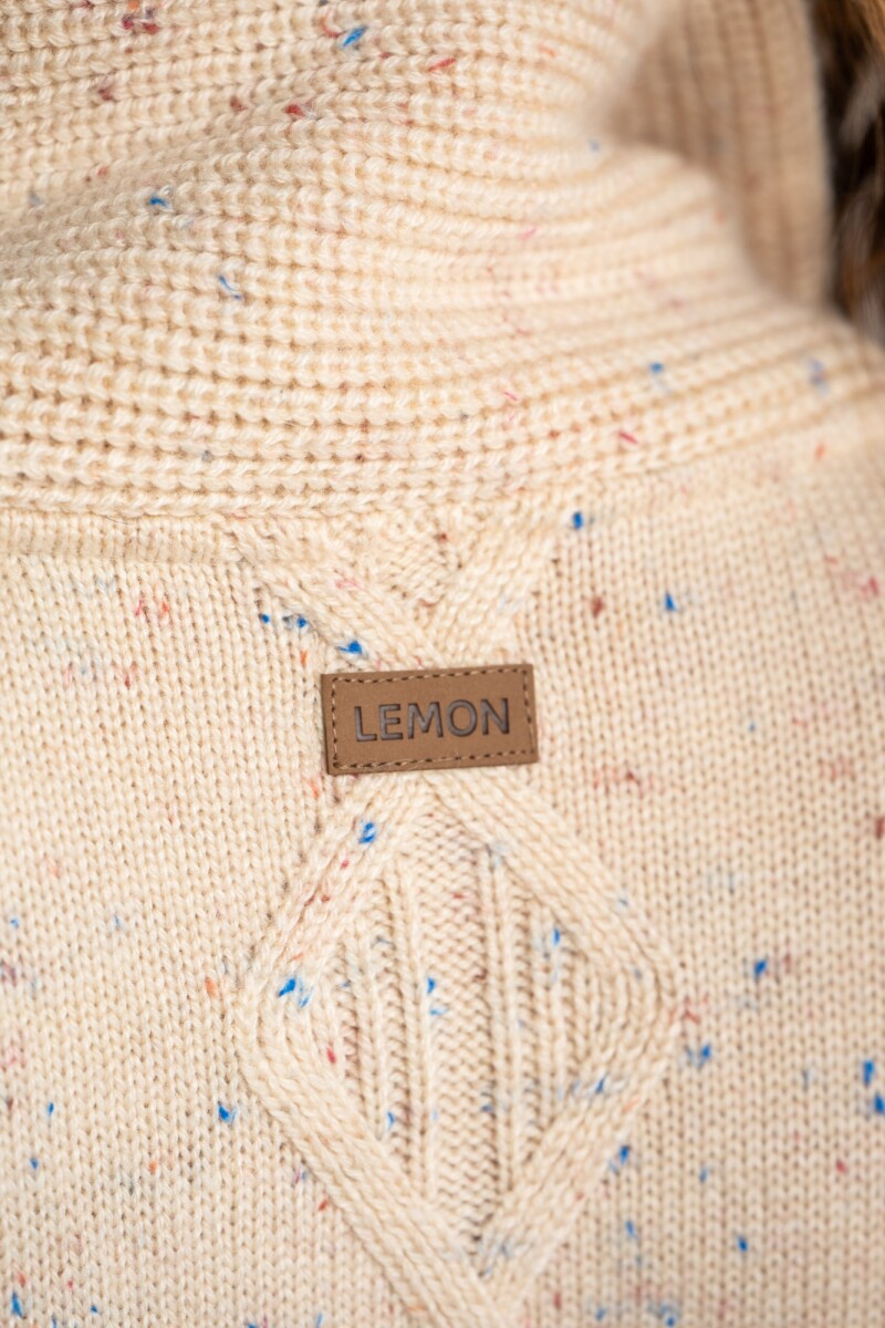Cardigan Solapa Beige Melange