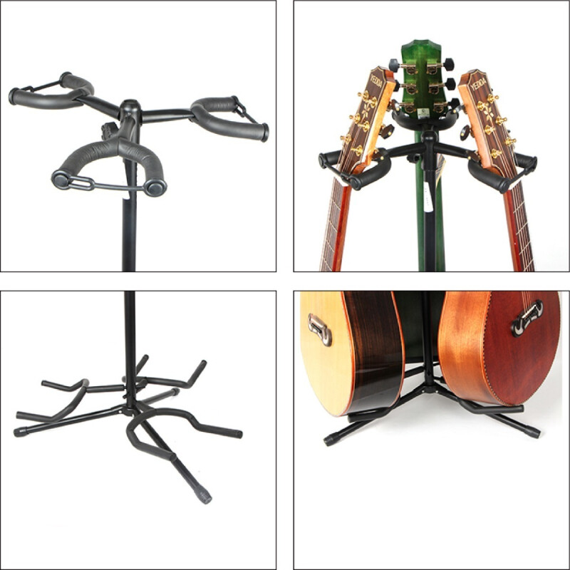 Soporte Triple 3 Guitarras Bajos Piso Tripode Musica Negro