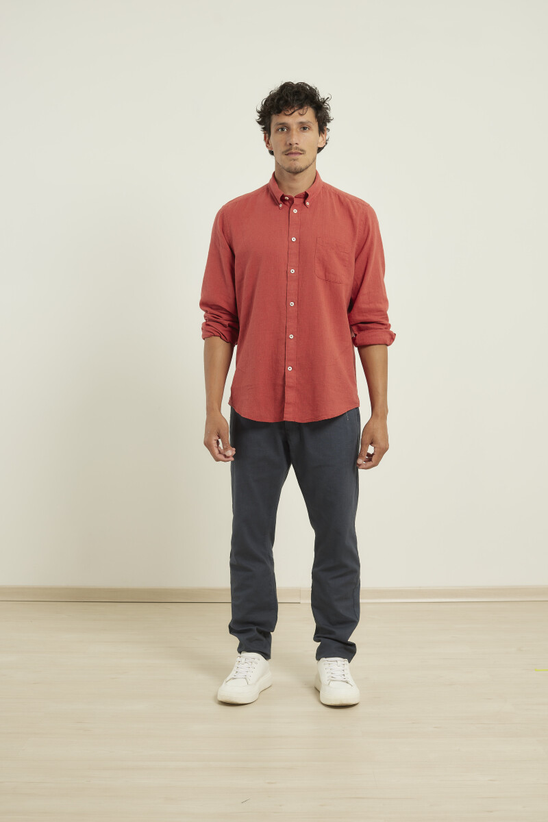 Camisa De Lino Harrington Label - Rojo 
