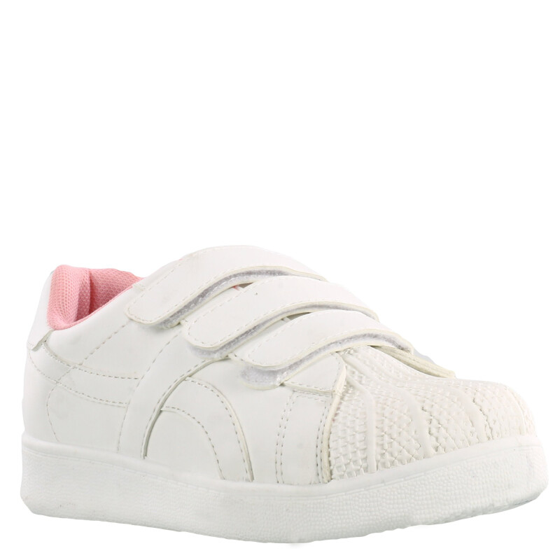 Championes Infantiles Push DANISH con velcros Blanco - Rosado