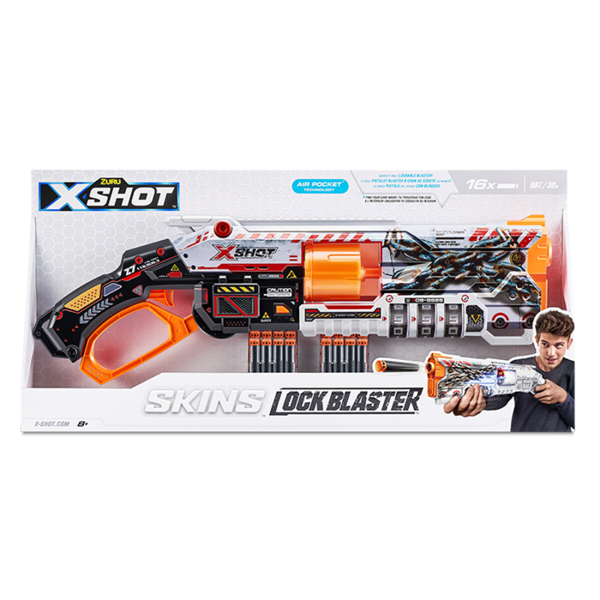 Pistola X-shot Skins Lock con 16 Dardos - 001 