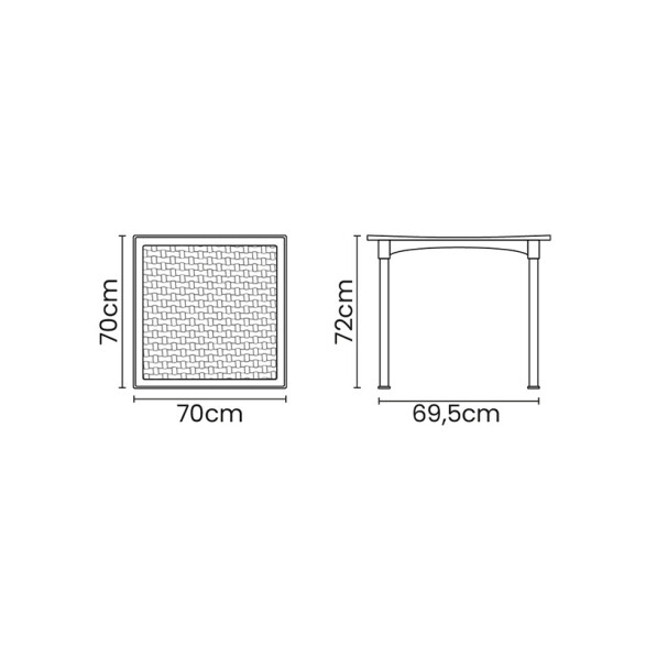 MESA CUADRADA SIMIL RATAN "LAURA" BLANCA -TRAMONTINA TD0807