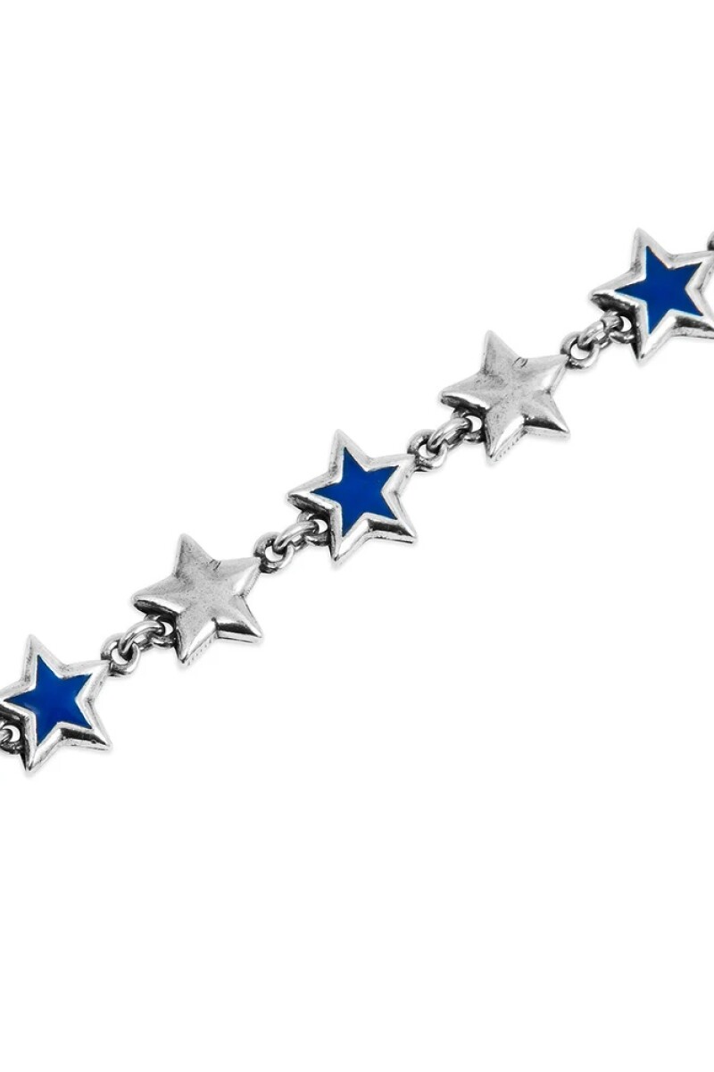Blue Enameled Stars Bracelet Plata