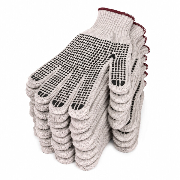 PACK 5 PARES DE GUANTES ALGODÓN C/PUNTOS PVC Pack 5 Pares De Guantes Algodón C/puntos Pvc
