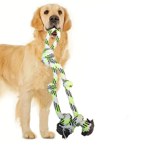 Juguete Cuerda de Morder Doble Grande con Nudos para Perros Verde