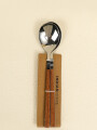 Cuchara Mango Efecto Madera, Set 2pcs Plateado