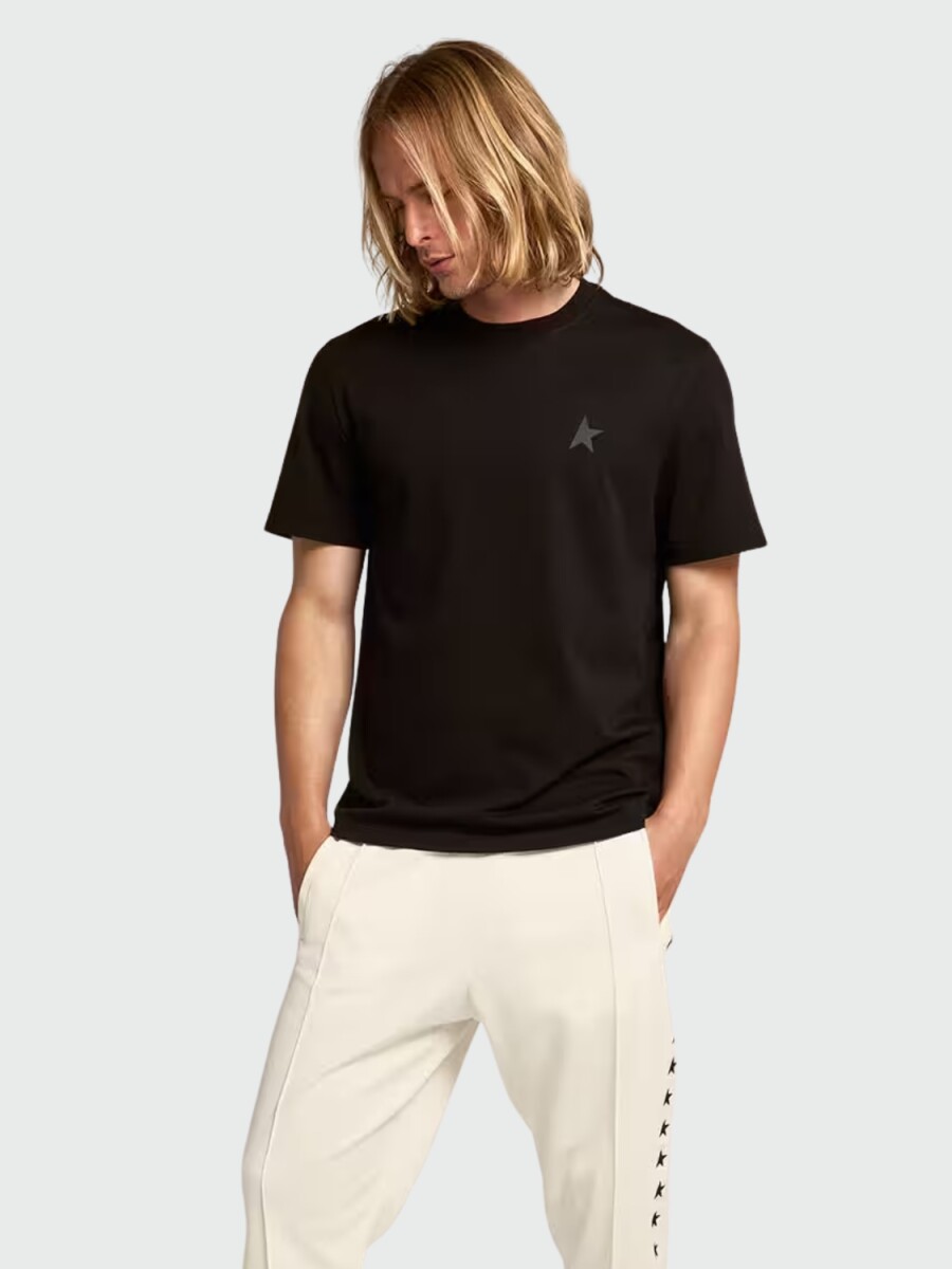 GOLDEN GOOSE - Remera con estrella negra en la parte delantera 