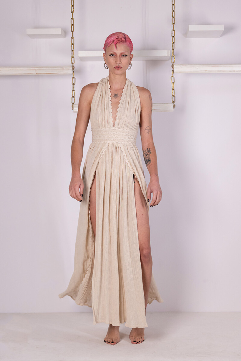 VESTIDO LARGO Crema