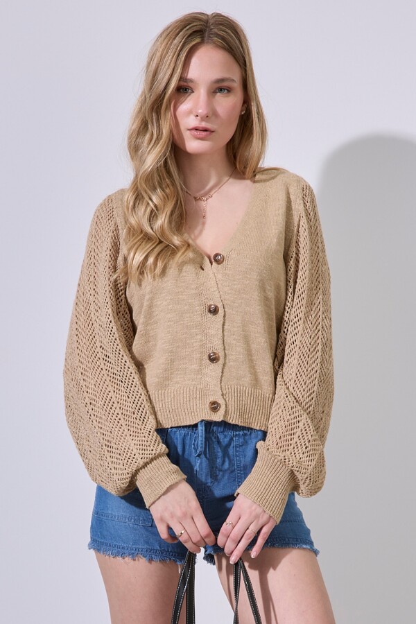 Cardigan Tejido Algodón BEIGE