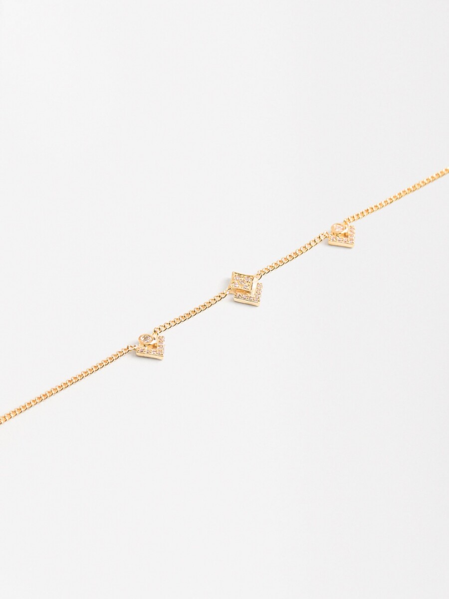 Pulsera De Rombos Con Circonitas dorado
