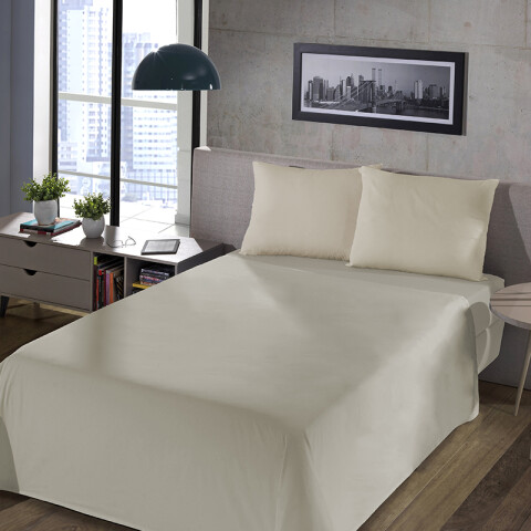Juego Sábanas 1 Plaza Richmond House Lisas 100% Microfibra BEIGE CLARO
