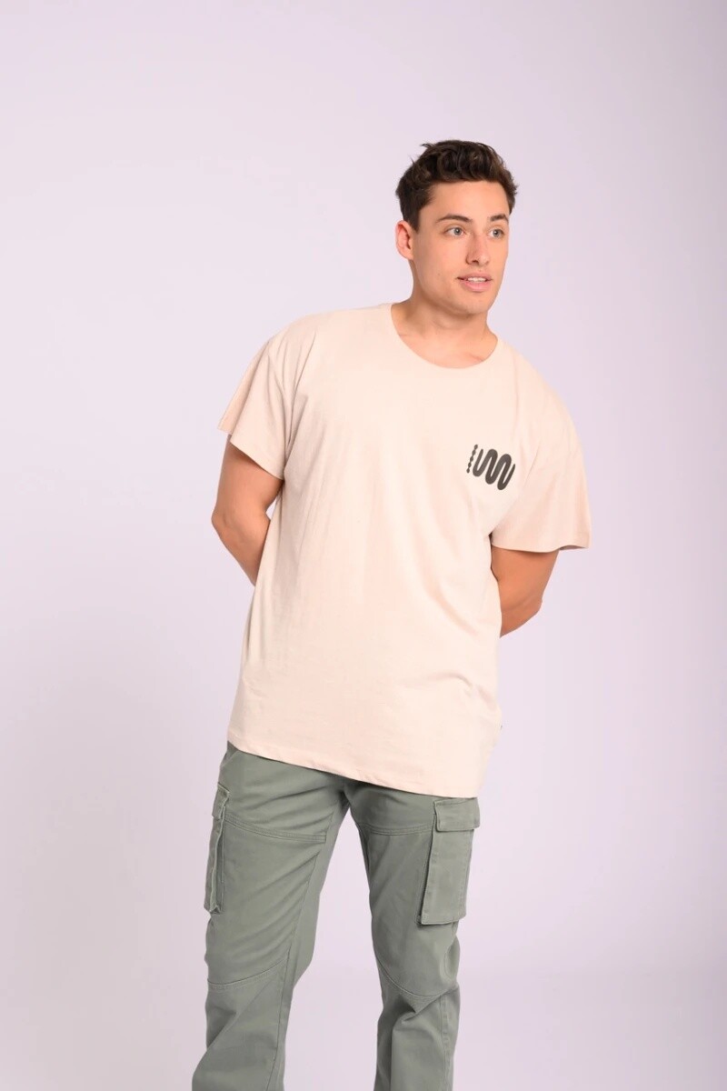 Remera Hombre M/Corta Alg.C/Estampa Canva S-XXL - Crudo 