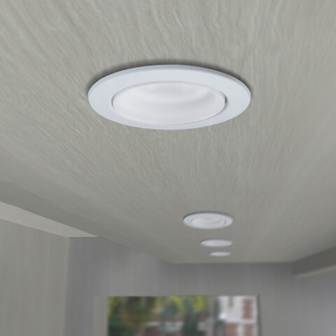 Luminaria emb. p/ techo blanca 6W cálida Ø90mm IP55 sin caja FL0974X