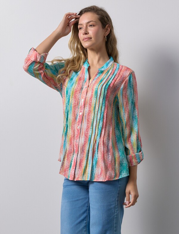 Blusa Gasa Print MULTI/VERDE
