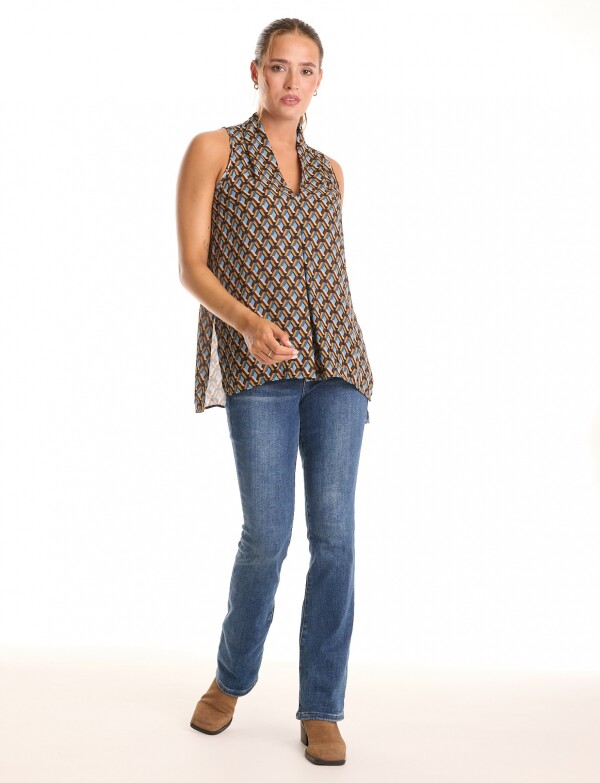 Blusa Retro MULTI/MARRON