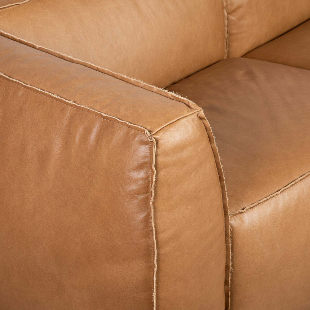 SOFÁ 4 CUERPOS CUERO MARRON TUFA CAMEL