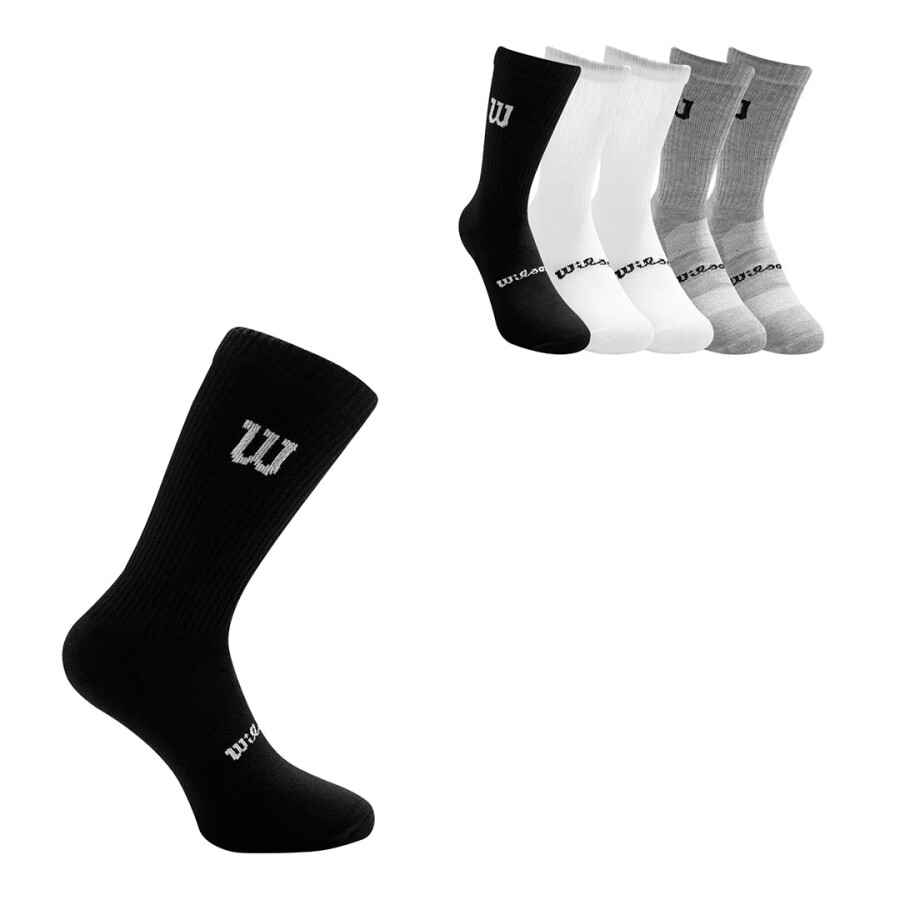 Medias Unisex Wilson Largas Pack X6 Negro - Blanco - Gris