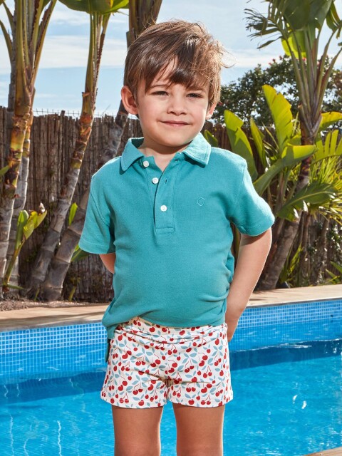 Polo Detalles Contraste Azul Claro