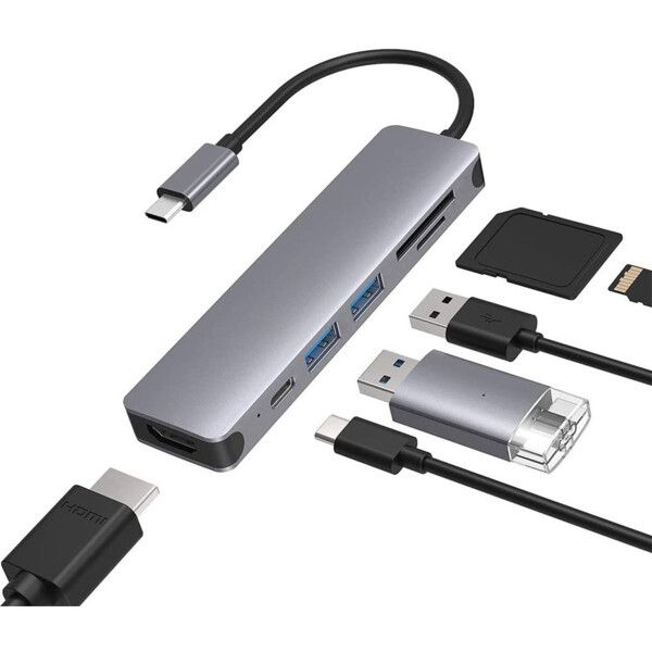 Hub Usb-c 3.0 6 En 1 Hdmi 4k Usb Sd Macbook Pro Air Pc Noteb Hub Usb-c 3.0 6 En 1 Hdmi 4k Usb Sd Macbook Pro Air Pc Noteb