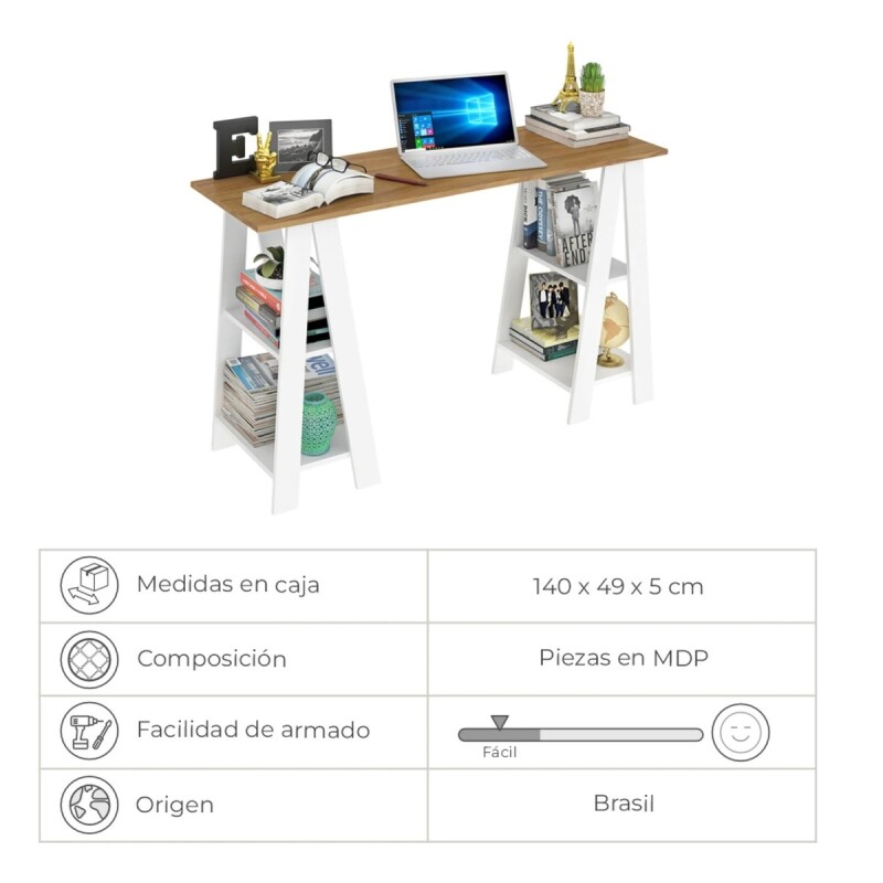 Escritorio Mesa Con Caballetes Diseño Oficina Pc Minimal Color Blanco Escritorio Mesa Con Caballetes Diseño Oficina Pc Minimal Color Blanco