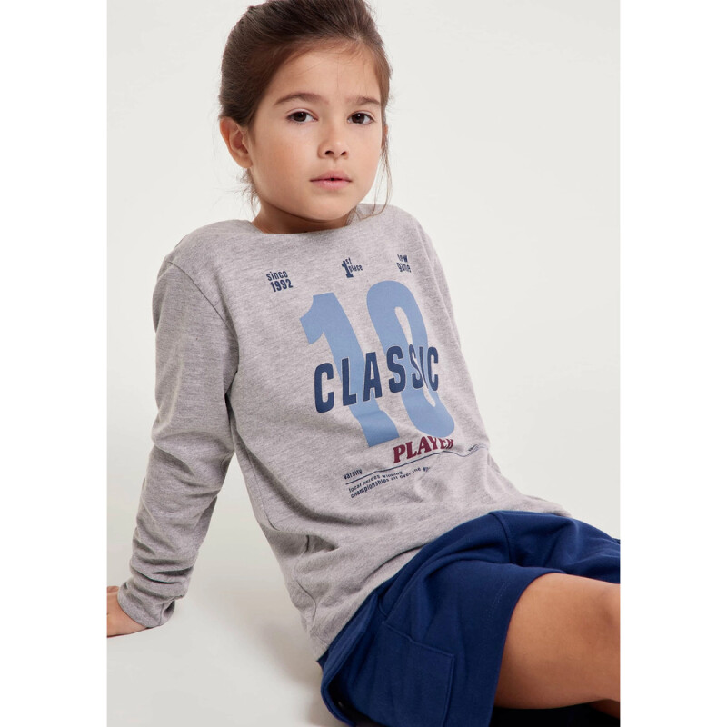 CAMISETA ML MASC CINZA MESCLA