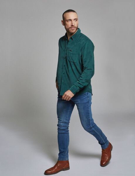 Camisa m/l pana verde